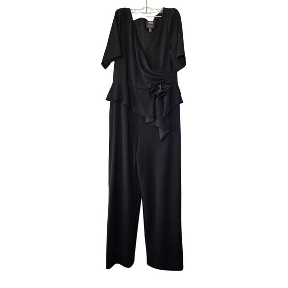 ADRIANNA PAPELL Womens Black Gathered Short Sleeve Surplice Neckline Cocktail Wi - Picture 5 of 16